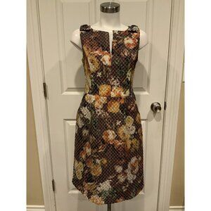 Tabitha Brown Floral "Tema" Quilted Dress W/ Bows at Shoulders, Size 4 (US)